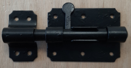 Plaatgrendel ZWART rond 14 mm - 90x65 mm