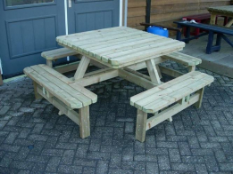 Tolbrug Picknicktafel vierkant 225 cm, 45 mm dik
